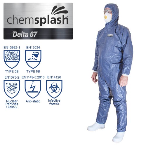 Tuta Chemsplash Delta 67 - Tipo 5B/6B - Blu/Arancione